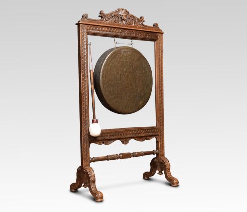 Late 19th Century Carved Oak Framed Dinner Gong