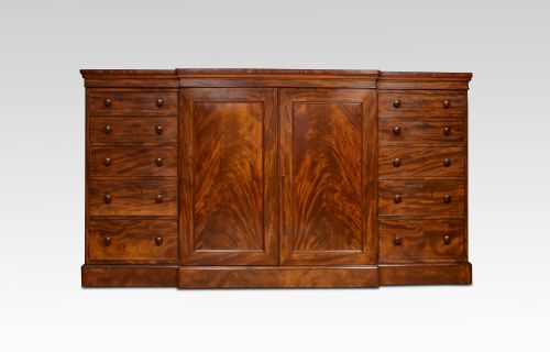 Regency Mahogany Breakfront Low Linen Press