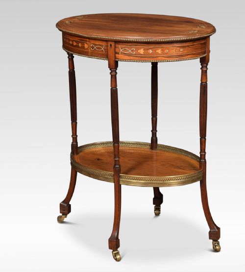 Rosewood Inlaid Oval Jewellery Table