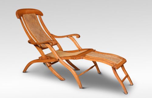 Walnut Framed Folding Steamer Deck Chair
