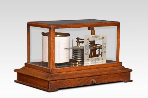 Oak Cased Barograph and Barometer