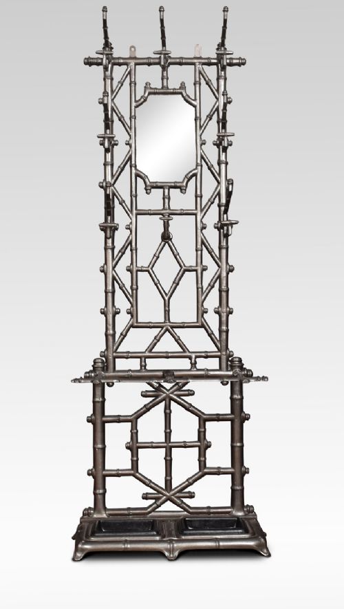 Late Victorian Faux Bamboo Cast Iron Hall Stand
