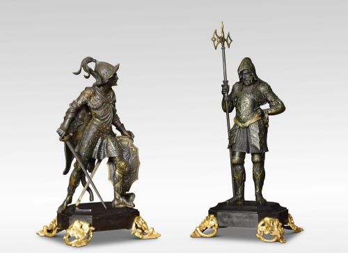 Pair of Bronzed Medieval Soldiers