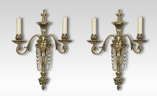 Pair of Late 19th Century French Gilt Metal Two Branch Wall Lights