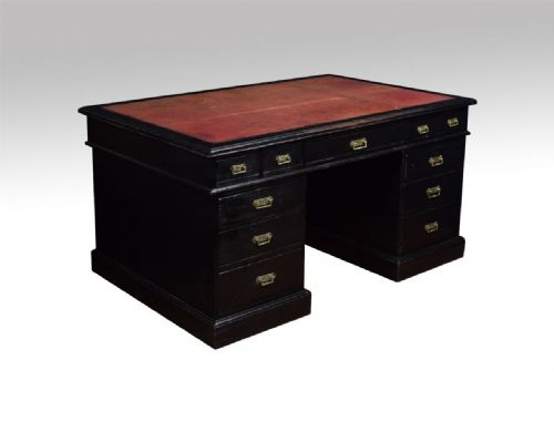 19th Century Ebonised Partners Pedestal Desk