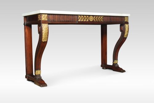 Empire Mahogany and Marble Topped Console Table