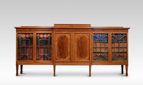 Mahogany Breakfront Inlaid Glazed Bookcase