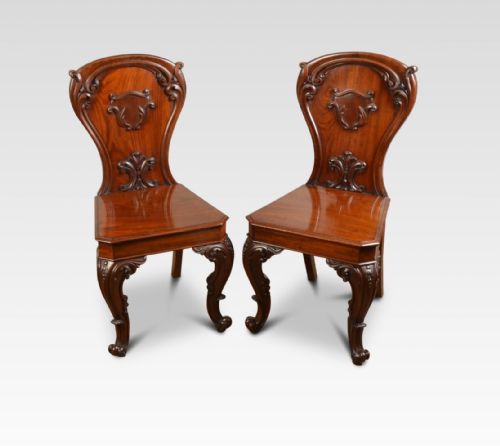 Pair of Victorian Mahogany Hall Chairs