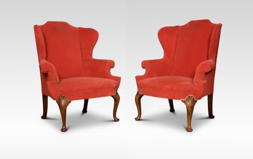 Pair of George I Style Wing Armchairs