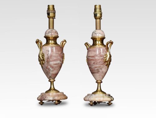 Variegated Marble and Gilt Mounted Table Lamps