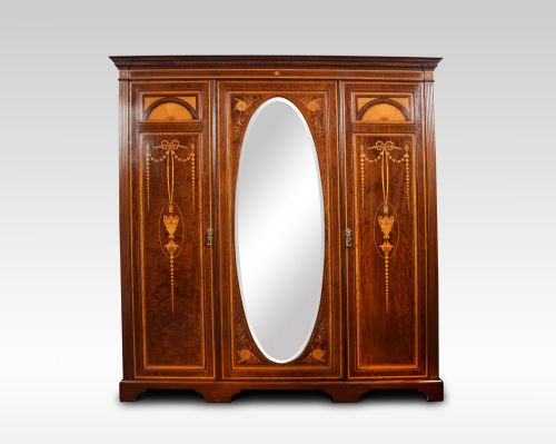 Edwardian Mahogany Three Door Wardrobe