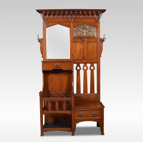 Shapland and Petter Arts and Crafts Glasgow School Walnut Hall Stand