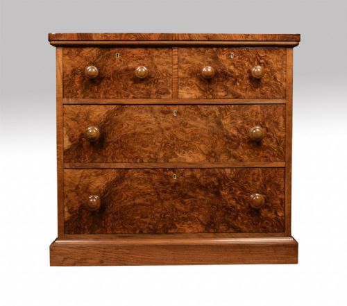 Victorian Burr Walnut Chest of Drawers of Small Proportions