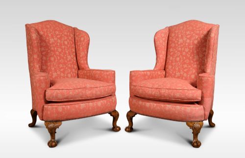 Pair of Georgian Style Wingback Armchairs