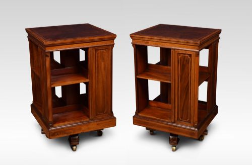 Pair of Edwardian Inlaid Revolving Bookcases