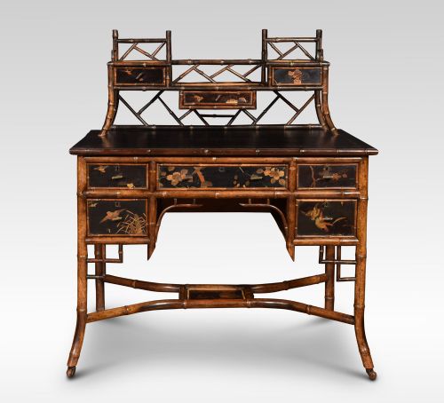 Bamboo Black Lacquered Writing Desk