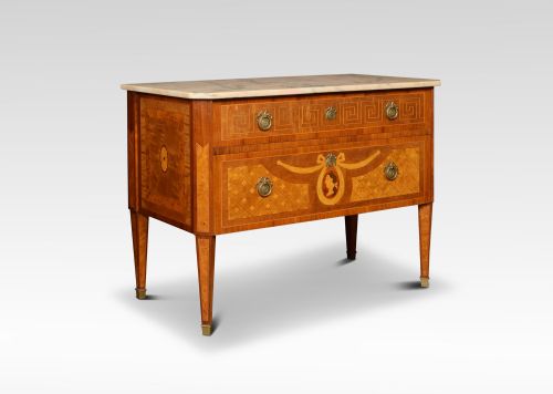French Marble Top and Marquetry Commode