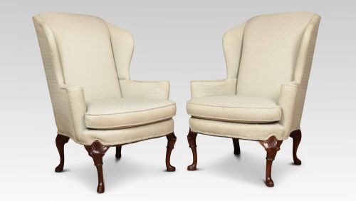 Pair of Georgian Style Wing Armchairs
