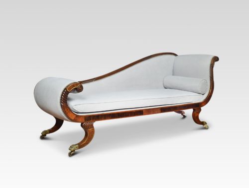 Regency Rosewood and Brass Inlaid Chaise Lounge