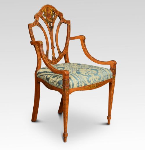 Late 19th Century Sheraton Revival Satinwood Armchair