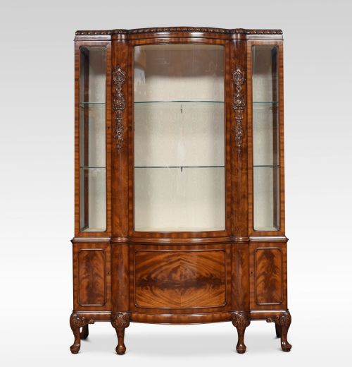 Chippendale Revival Mahogany Bow Fronted Display Cabinet