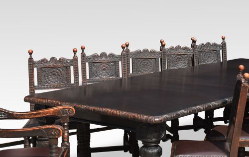 fig 1. Carved oak dining table and chairs