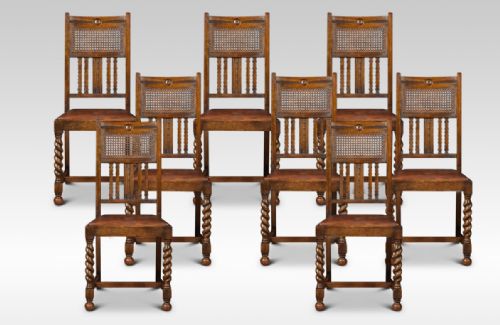 Set of Eight Oak High Back Dining Chairs