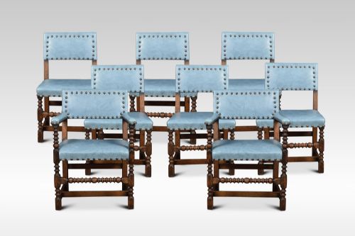 Set of Eight Substantial Oak Dining Chairs