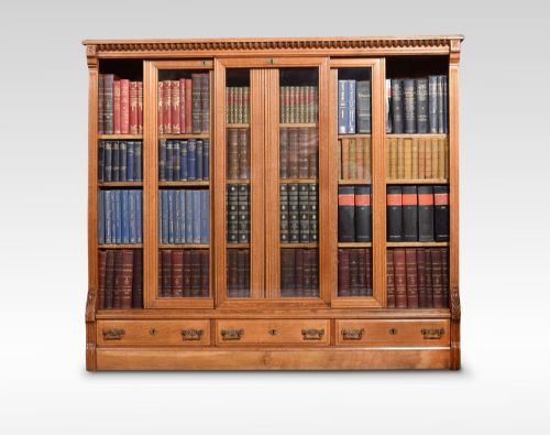 Late 19th Century Large Oak Glazed Bookcase
