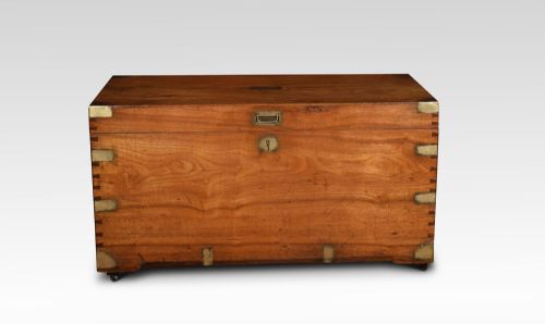 Large Chinese Export Brass Bound Camphorwood Trunk