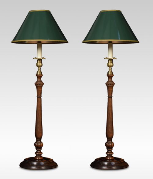 Pair of Turned Mahogany Table Lamps