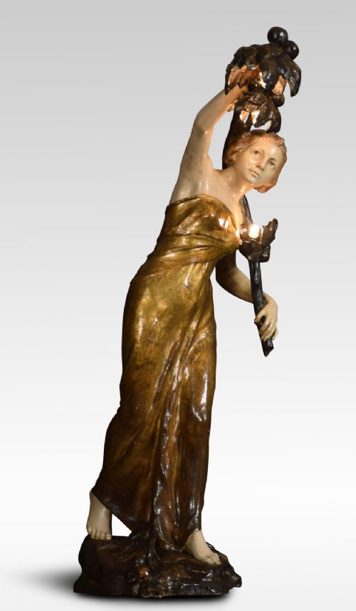 Goldscheider Figure Art Nouveau Maiden Lamp