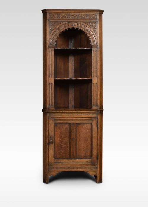 Carved Oak Corner Cabinet