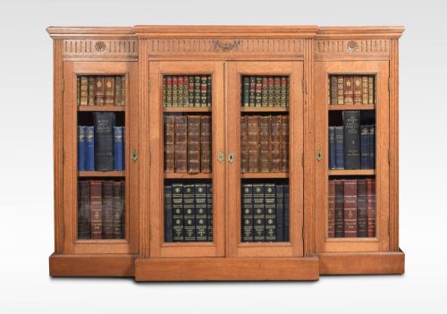Light Oak Dwarf Breakfront Bookcase