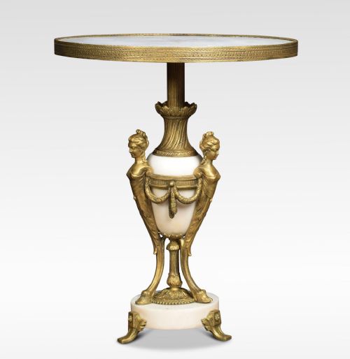 Gilded Metal and White Marble Coffee Table