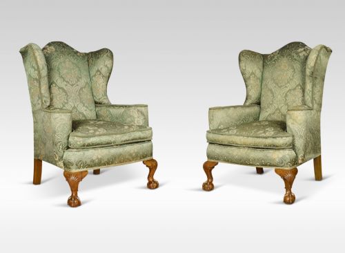 Pair of George III Style Wing Armchairs