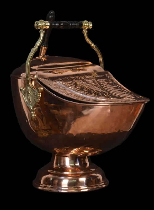 Copper Embossed Coal Scuttle