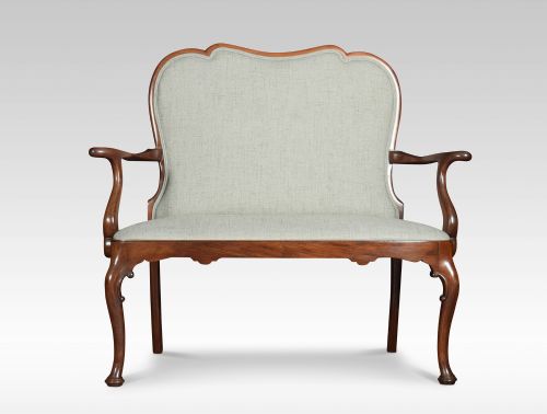 Queen Anne Style Mahogany Two Seater Settee