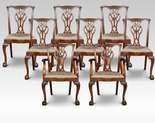 Set of Eight Chippendale Style Dining Chairs
