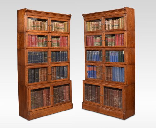 Pair of Large Oak Sectional Bookcases