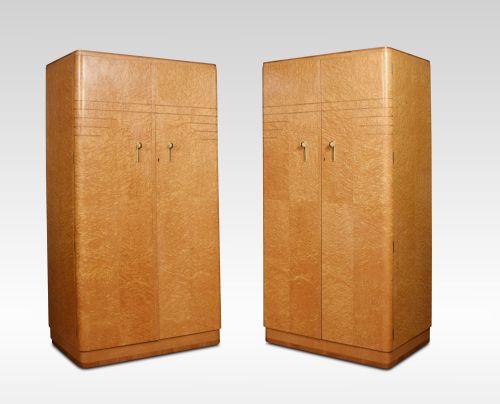Pair of Art Deco Two Door Wardrobes