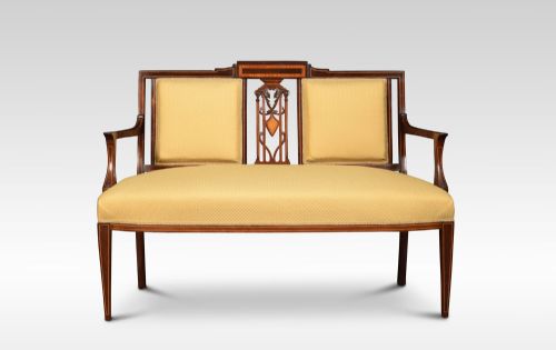 Edwardian Mahogany and Satinwood Inlaid Settee