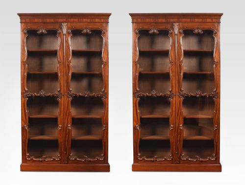 Pair of Rococo Revival Mahogany Bookcases