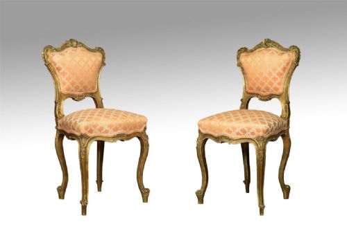 Pair of Small Louis Xvl Style Gilt Wood Side