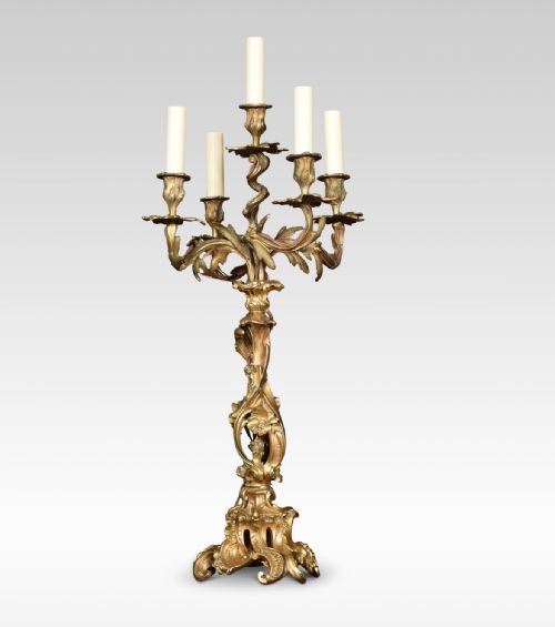 Baroque Style Gilt Bronze Five Light Table Lamp