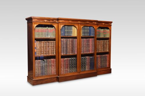 Mahogany Inlaid Breakfront Bookcase