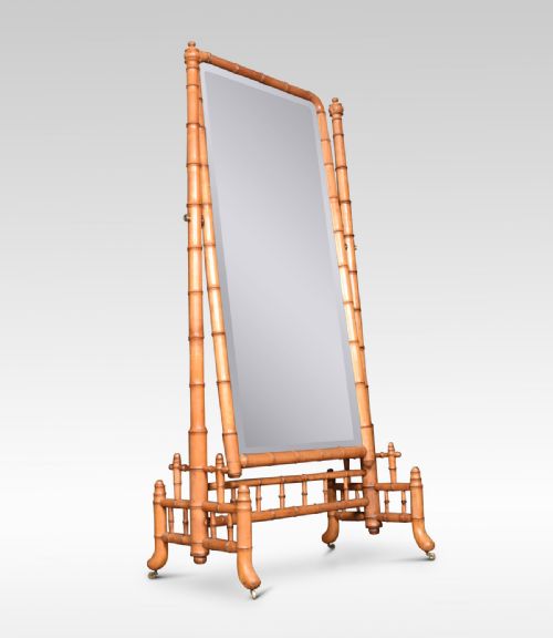 Large Faux Bamboo Cheval Mirror