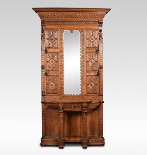 19th Century Carved Oak Hall Stand