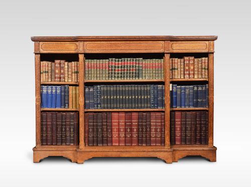 Reformed Gothic Oak Open Breakfront Bookcase