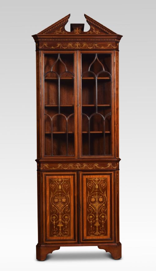 Mahogany Inlaid Corner Cabinet